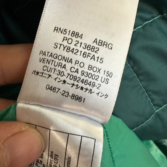 Patagonia Nano Puff Quilted Full Zip Outdoors Hiking Green Teal Women XL X-Large - Picture 6 of 9